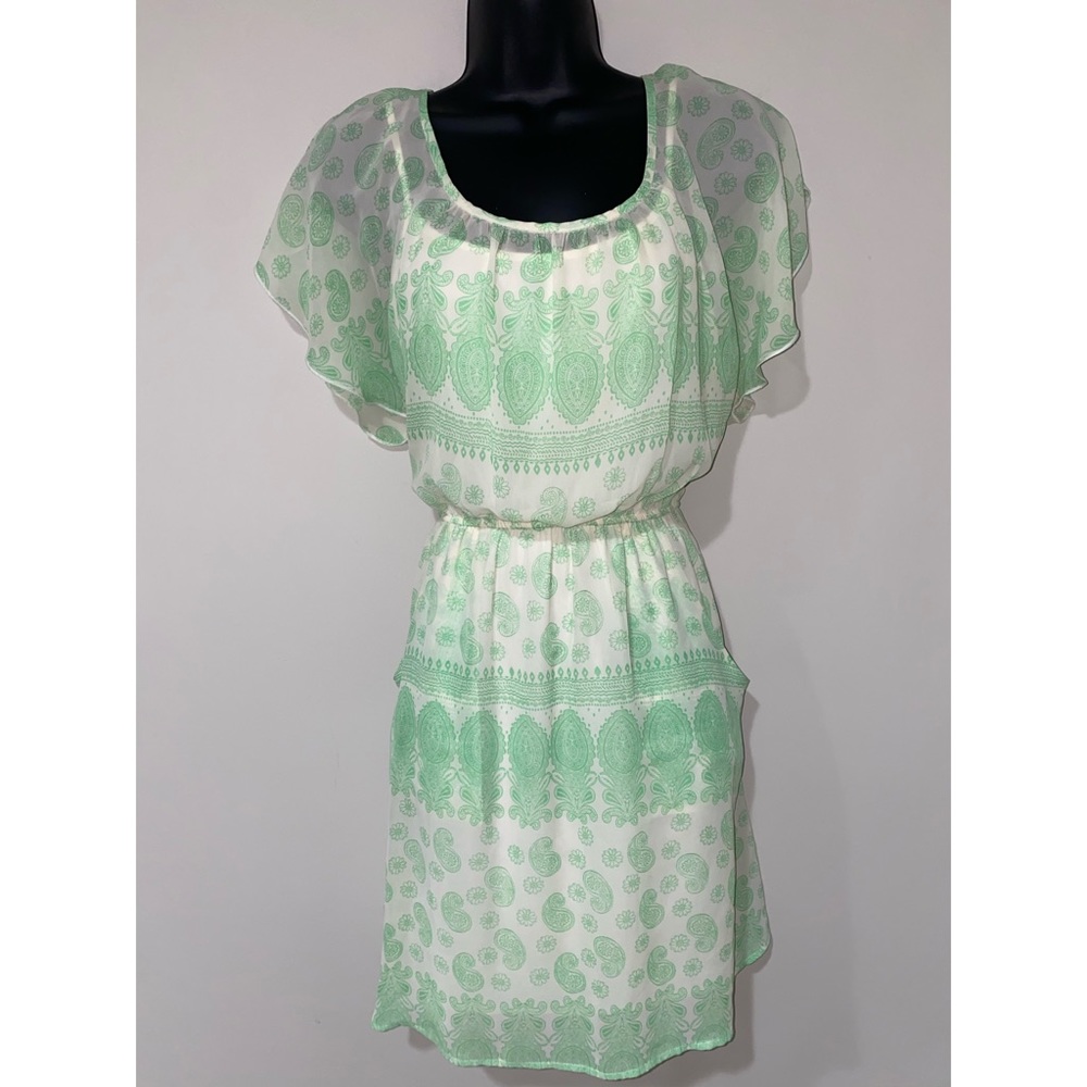 Green and White dress